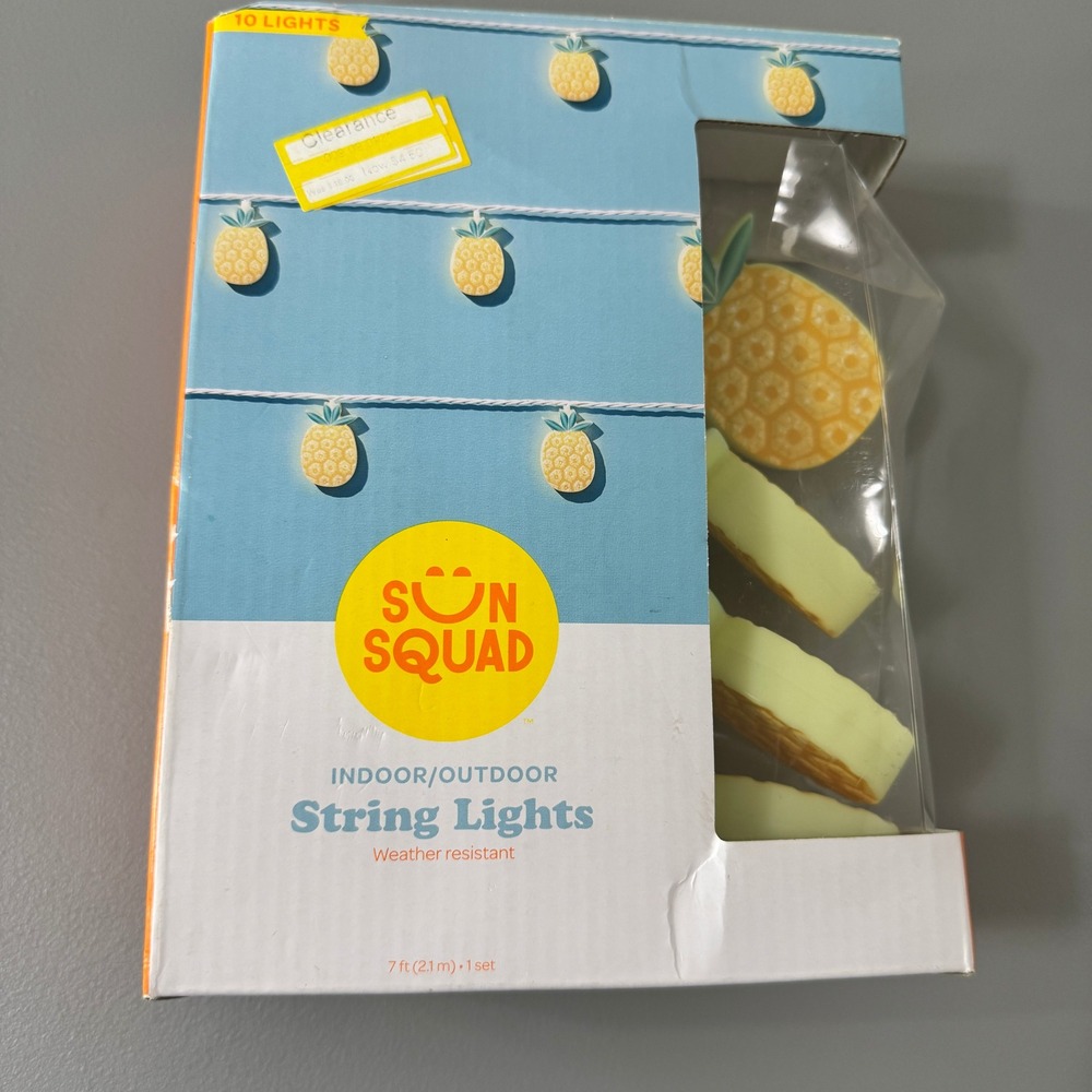 Sun Squad Pineapple String Lights Indoor Outdoor 10 Lights Incandescent